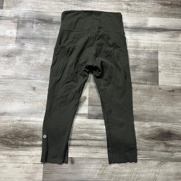 Lululemon Athletic Fast & Free Crop Yoga Pants II Dark Olive Women’s Sz 4 - Picture 2 of 9